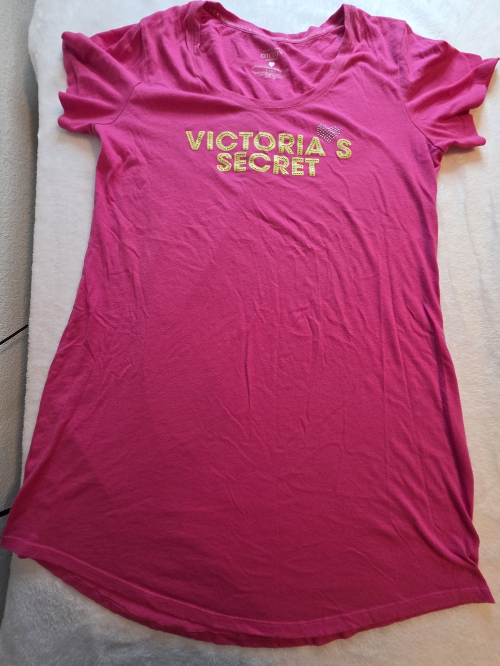 Victoria’s Secret Women’s XL Cotton Sleep Gown Rhinestone Logo